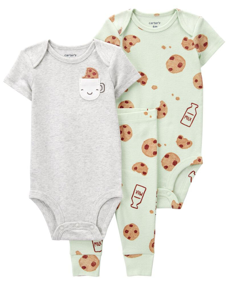 Carter's 3-Piece Baby Bodysuit & Leggings Set - Gray & Green