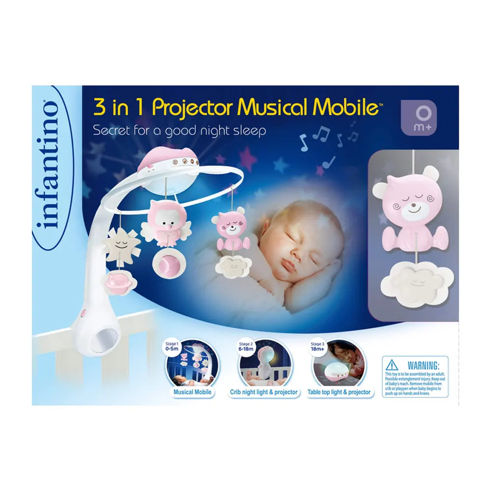 Infantino 3-in-1 Musical Mobile Projector – Pink