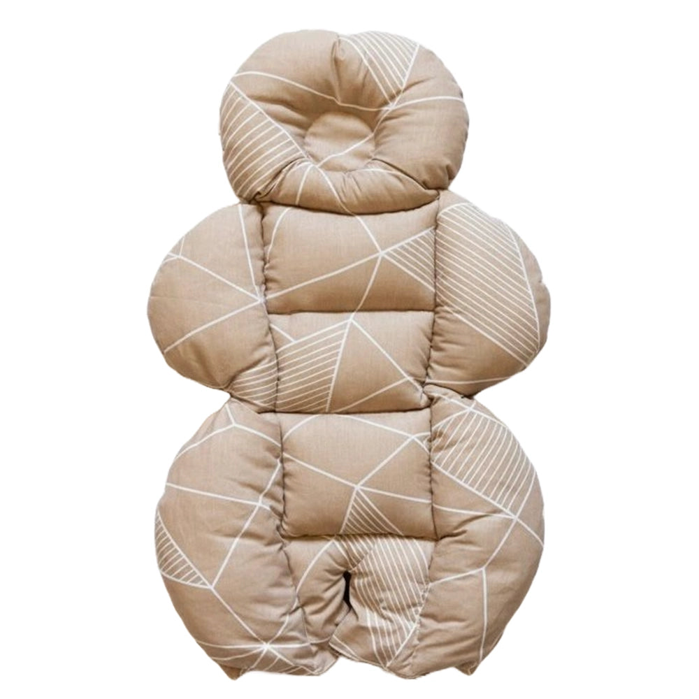 BébéYo Coussin de Poussette - Beige à Lignes Blanc