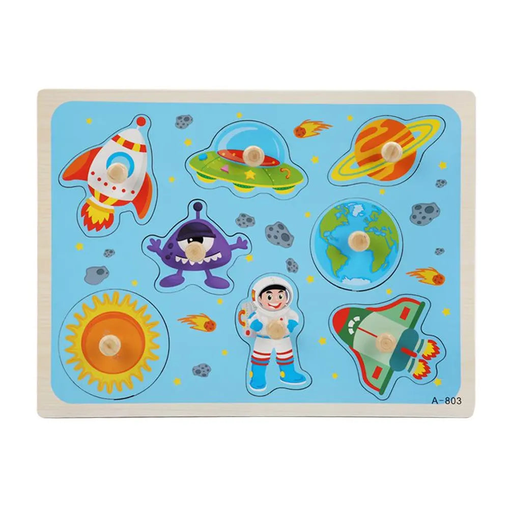Wooden Knob Puzzle – Space Theme