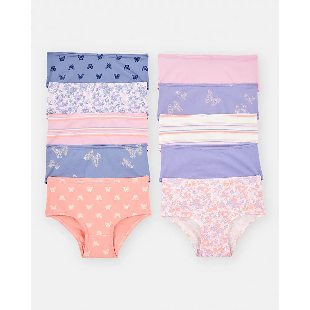 Lot de 10 culottes papillon pour fille - Coton