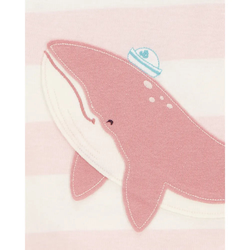 Pyjama 4 pièces baleine rayé fille - 100% Coton