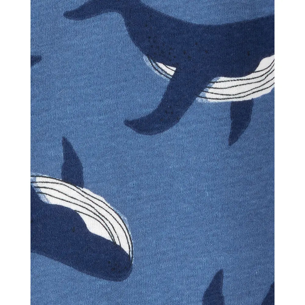 Pyjama 1 pièce sans pieds baleine garçon - Coton