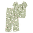 Ensemble haut et pantalon fleuri fille - Vert