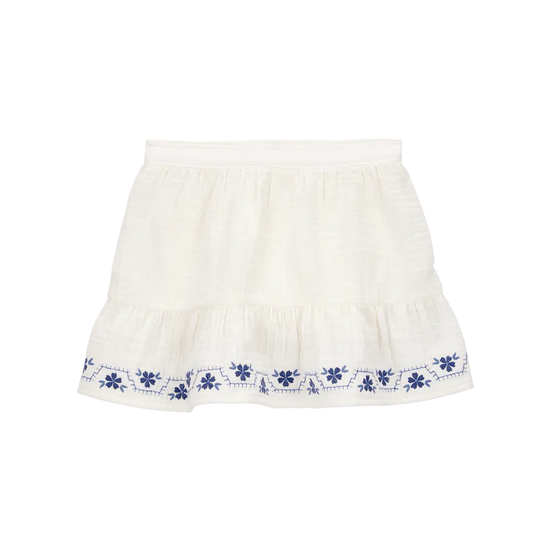 Jupe-short en Gaze de Coton Brodée Fille Carter's - Ivoire Florale