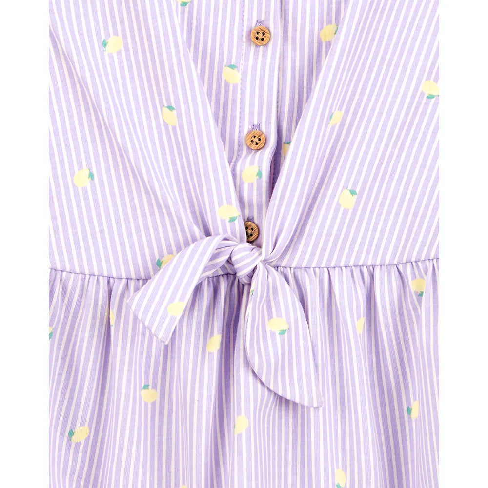 كارترز فستان قميص مخطط للبنات - ليمون