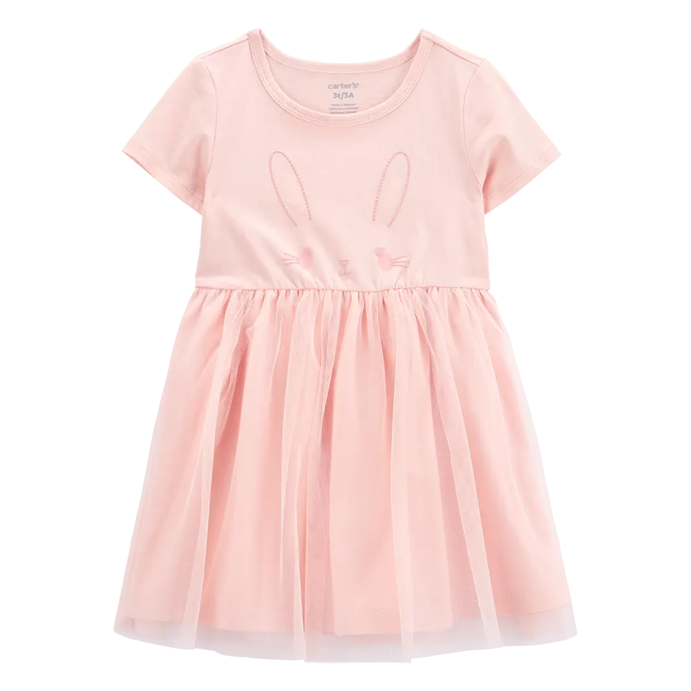 Robe tutu à manches courtes lapin fille - Rose