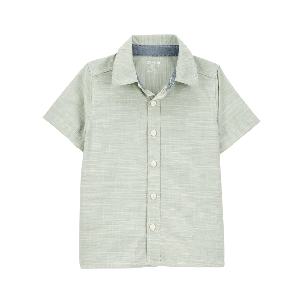 Chemise boutonnée à manches courtes garçon - Vert