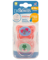 Dr. Brown's Pack of 2 BUTTERFLY SHIELD Stage2 Pacifiers 6-12M - Pink