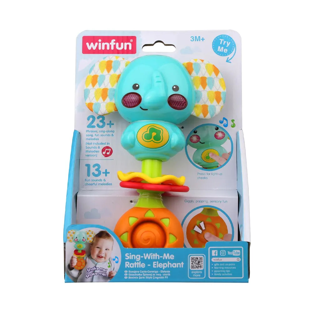 WinFun Sing-With-Me Musical Elephant Rattle – 3M+