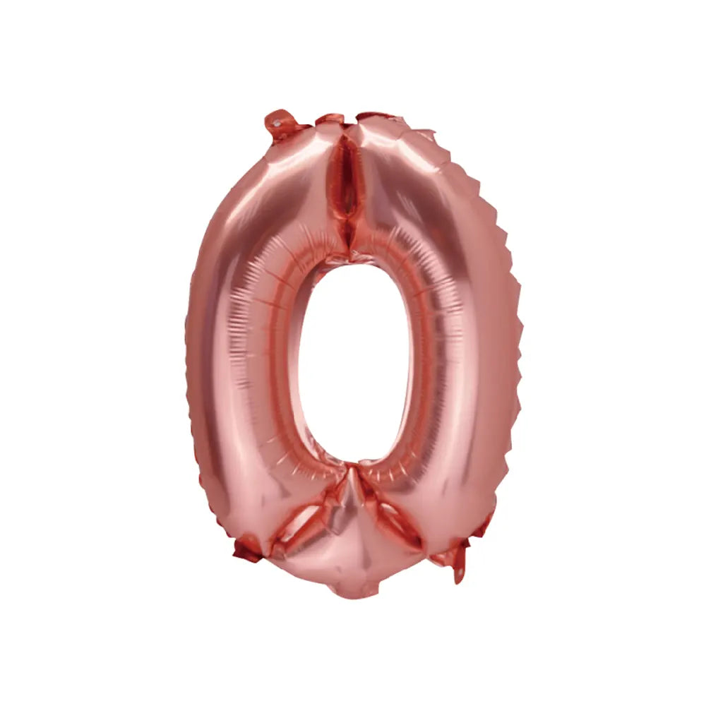 Globo de Número 0 Oro Rosa – 36cm