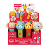 WinFun Squeak 'N Shake Plush Stick Rattle – 6M+