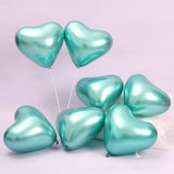 Set de 50 Globos de Corazón Cromados Verdes - 30cm