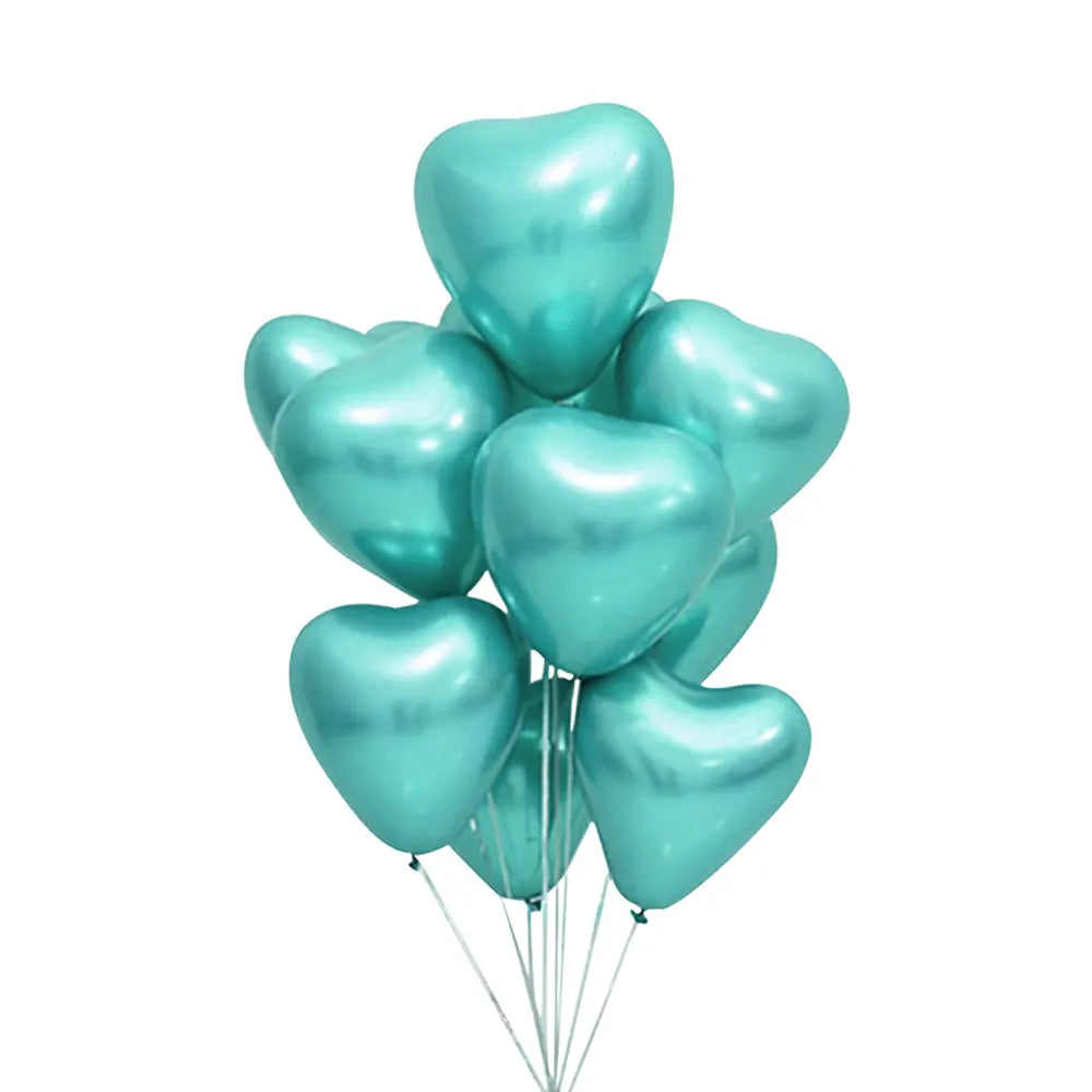 Set de 50 Globos de Corazón Cromados Verdes - 30cm