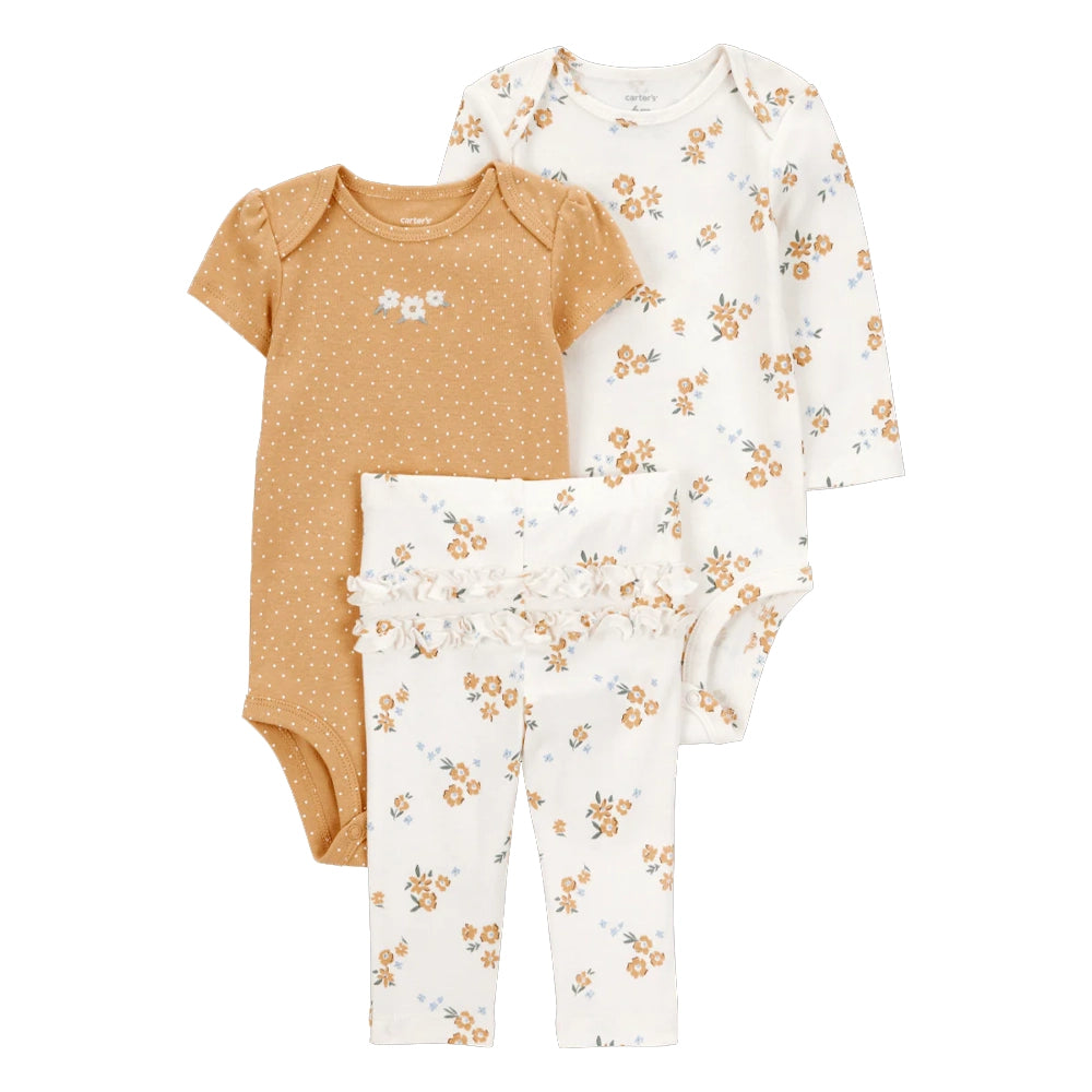 Carter's Baby Girl 3-Piece Set - Gold & White Floral