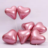 Set de 50 Globos de Corazón Cromados Rojos - 30cm