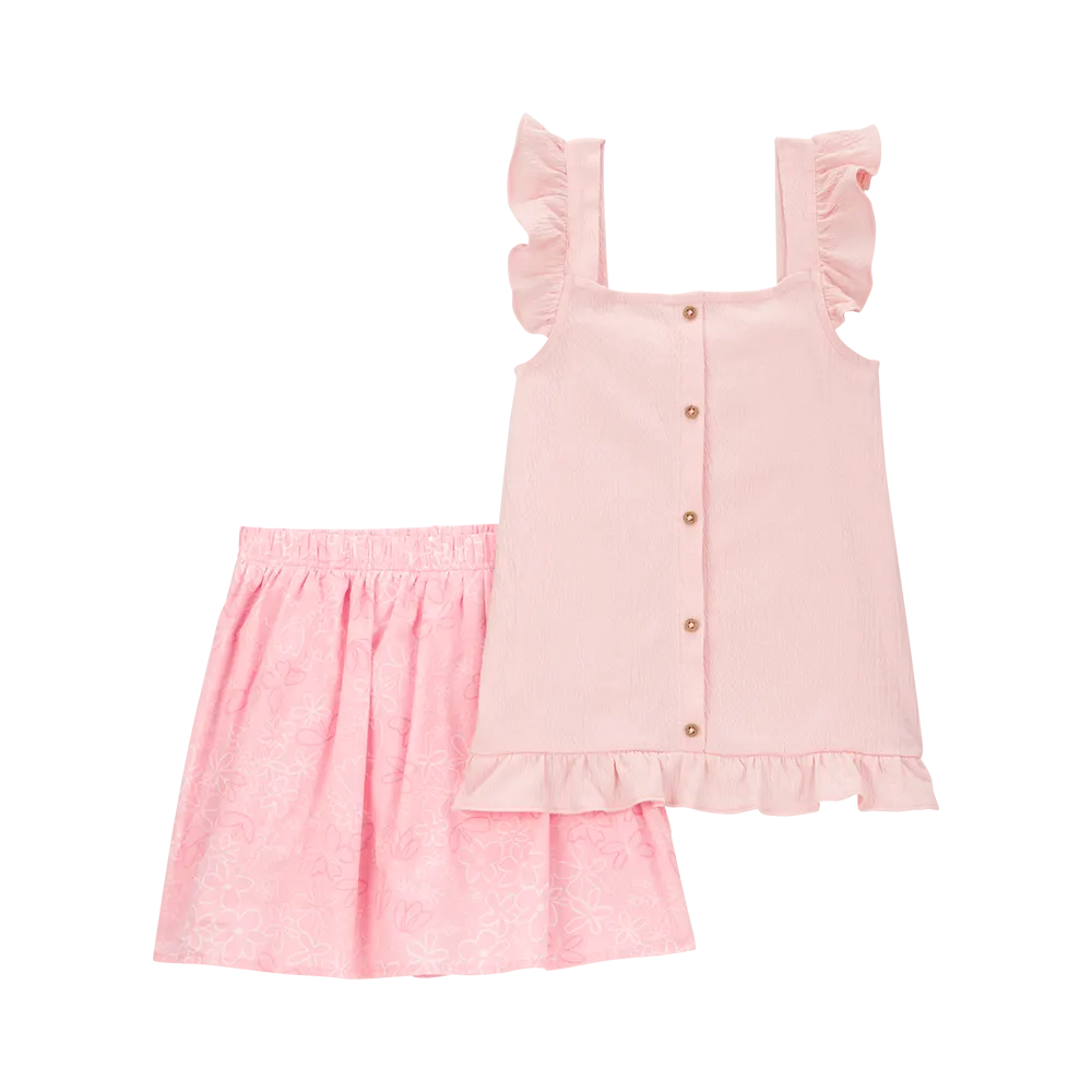 Ensemble débardeur et jupe-short fille - Rose