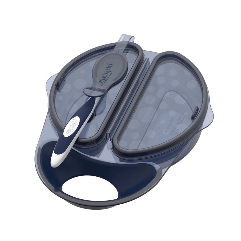 Dr. Brown's Bol et Cuillère à Couvercles Travel Fresh™ 4M+ - Bleu
