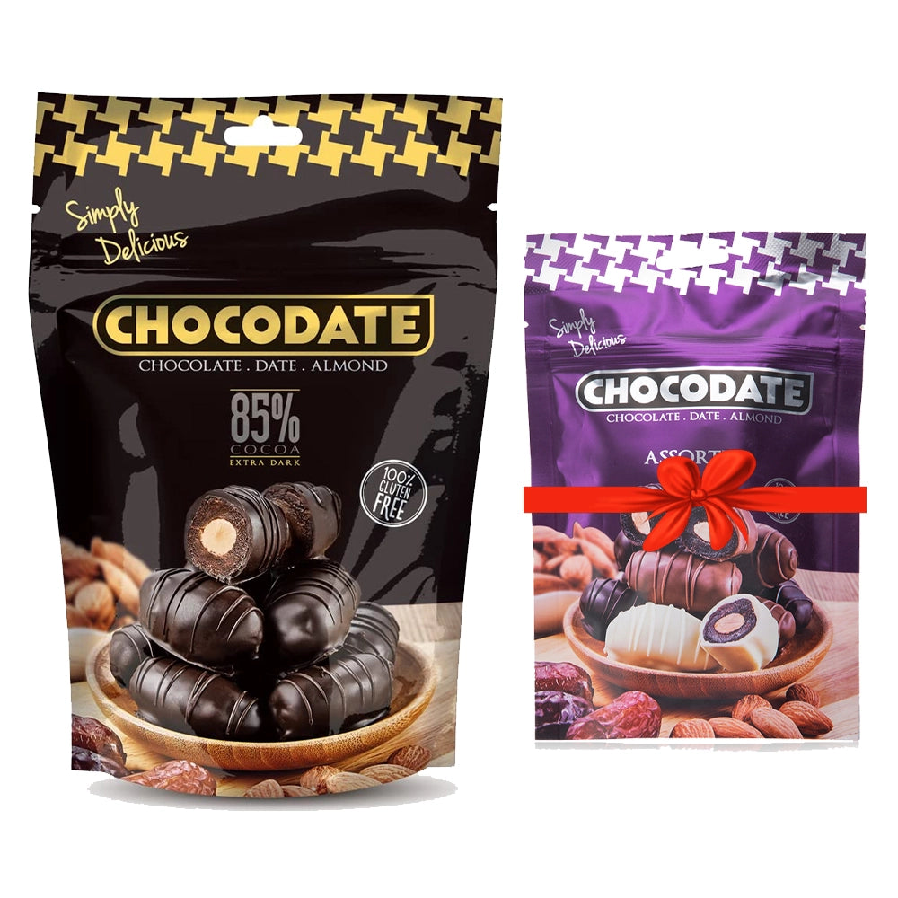 Chocodate Pouch Extra Dark 250g + Assorted 100g Offert