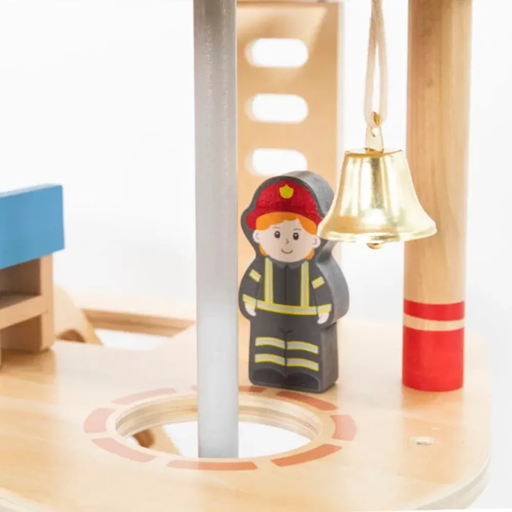 VIGA Toys Wooden Fire Station with Accessories - 3Y+