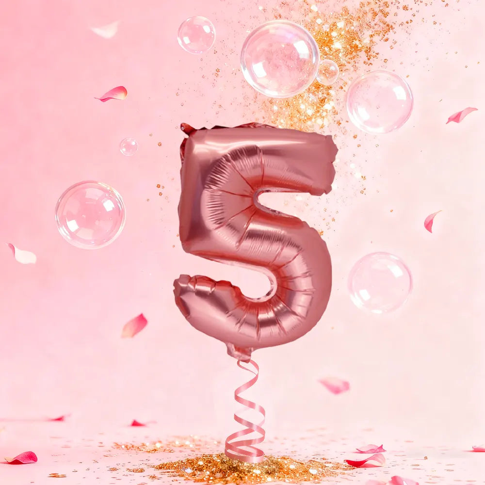 Number 5 Rose Gold Balloon – 86cm