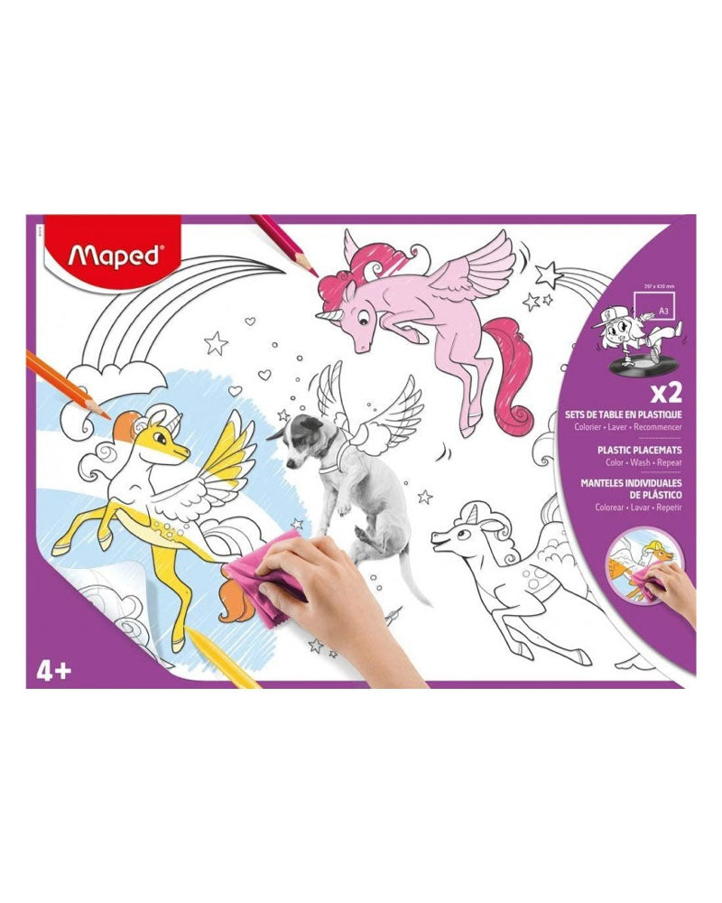 Maped Set da Table en Plastique à Colorier x2 - Mauve