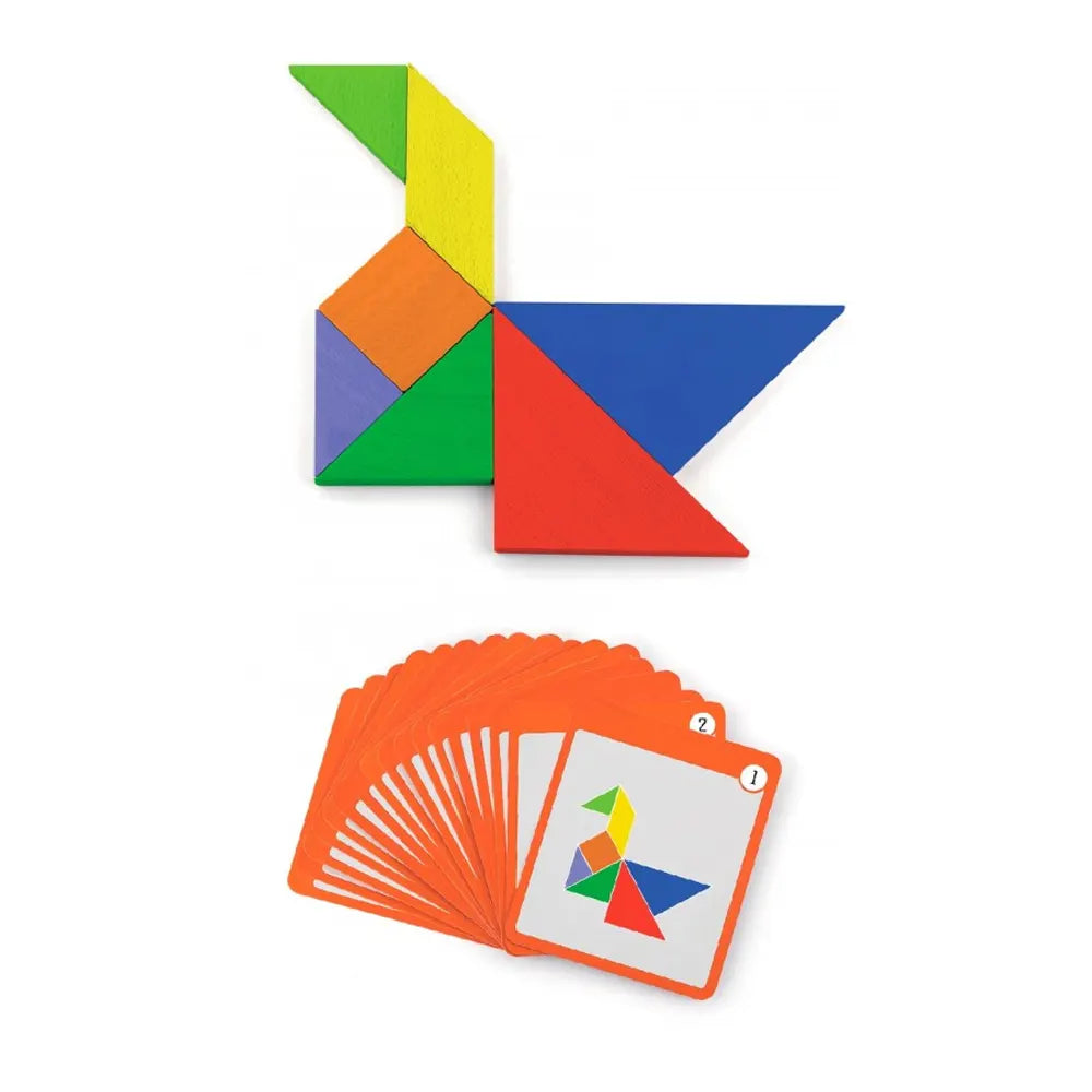 Viga Toys 35-Piece Wooden Magnetic Tangram - 3Y+