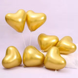 Set de 50 Globos de Corazón Cromados Dorados - 30cm