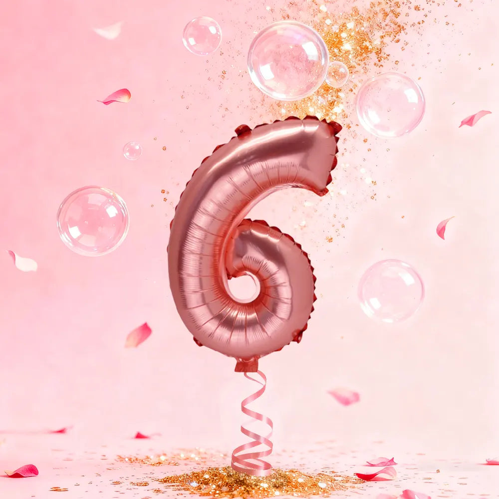 Globo de Número 6 Oro Rosa – 86cm