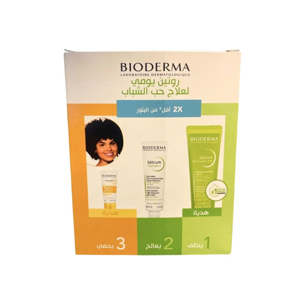 Bioderma Sebium Kerato+ 30ml + Active Foaming Gel 45ml + Photoderm Travel Size PACK