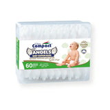 Ultra Compact Bastoncillos de Algodón para Bebé – 60 Piezas