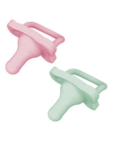 Chupetes de silicona Dr. Brown's HappyPaci (paquete de 2), 0-6 meses, rosa y verde