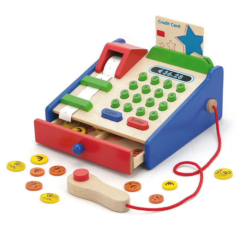 Viga Toys Blue and Red Cash Register - 3Y+