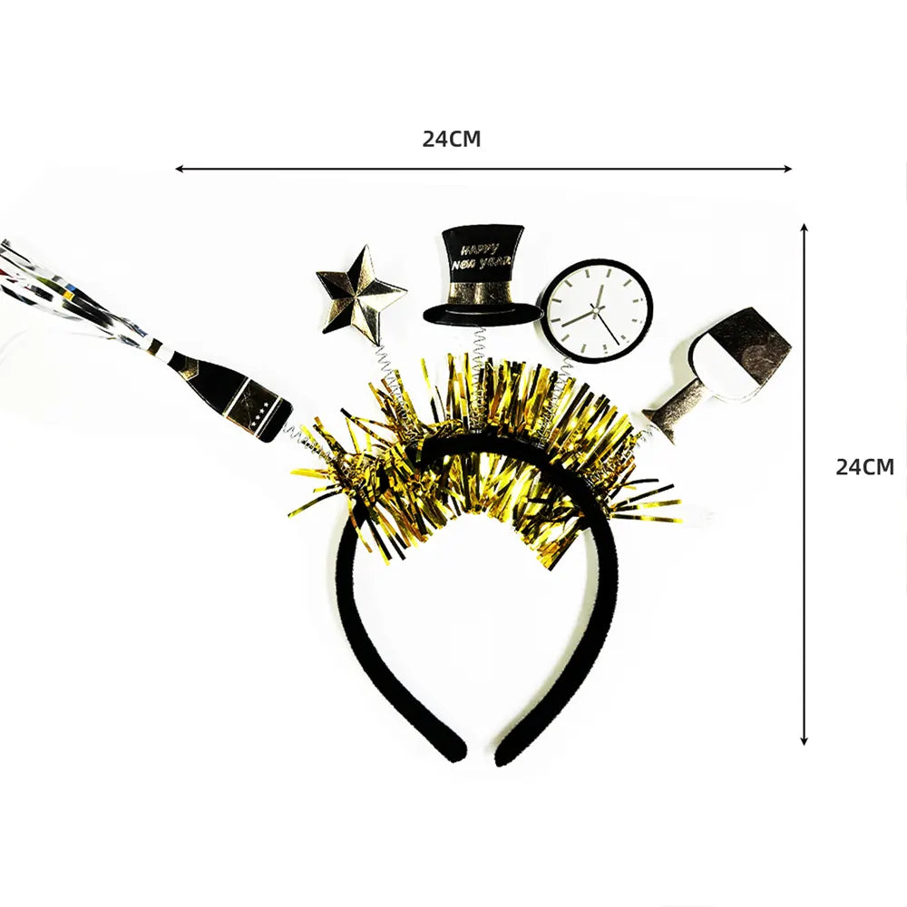 Bandeau cheveux Happy New Year avec 5 charms - vue 4