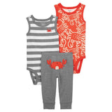 Ensemble de 3 Pièces Carter's - Crabe Rouge & Gris