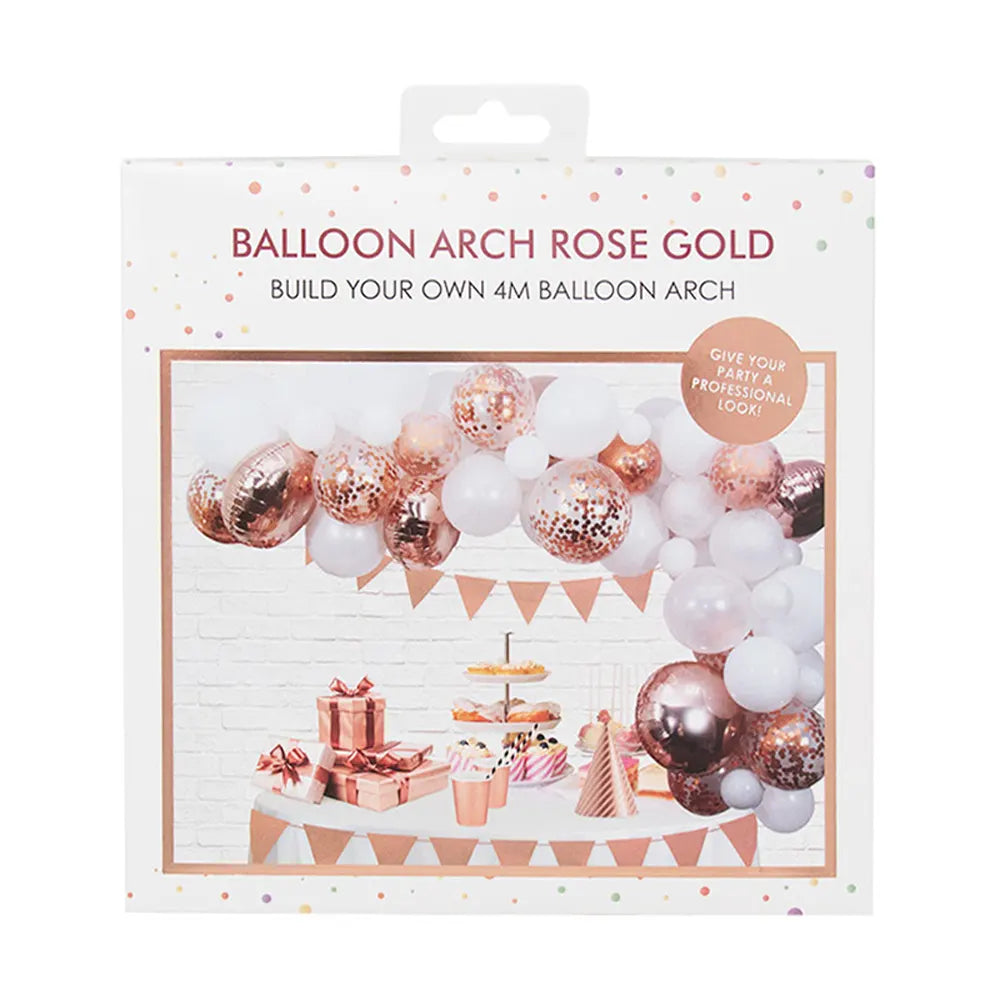 Deluxe Rose Gold & White Balloon Arch Kit