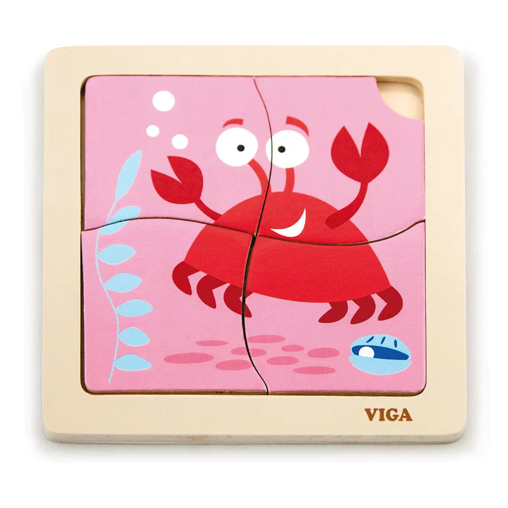 Viga Toys Wooden Crab Flat Puzzle – 12M+