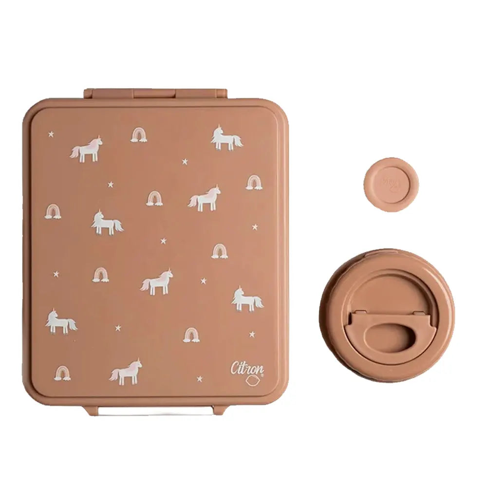 Citron Grande Lunchbox avec Pot Alimentaire Isotherme - Licorne Rose