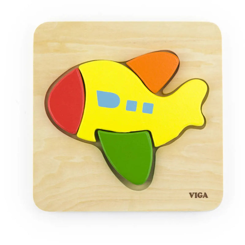 Viga Toys Puzzle de Blocs en Bois - Avion