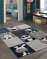 Tapis Rectangulaire ZOO 80x150 cm Un Amour de Tapis - Bleu & Gris & Noir