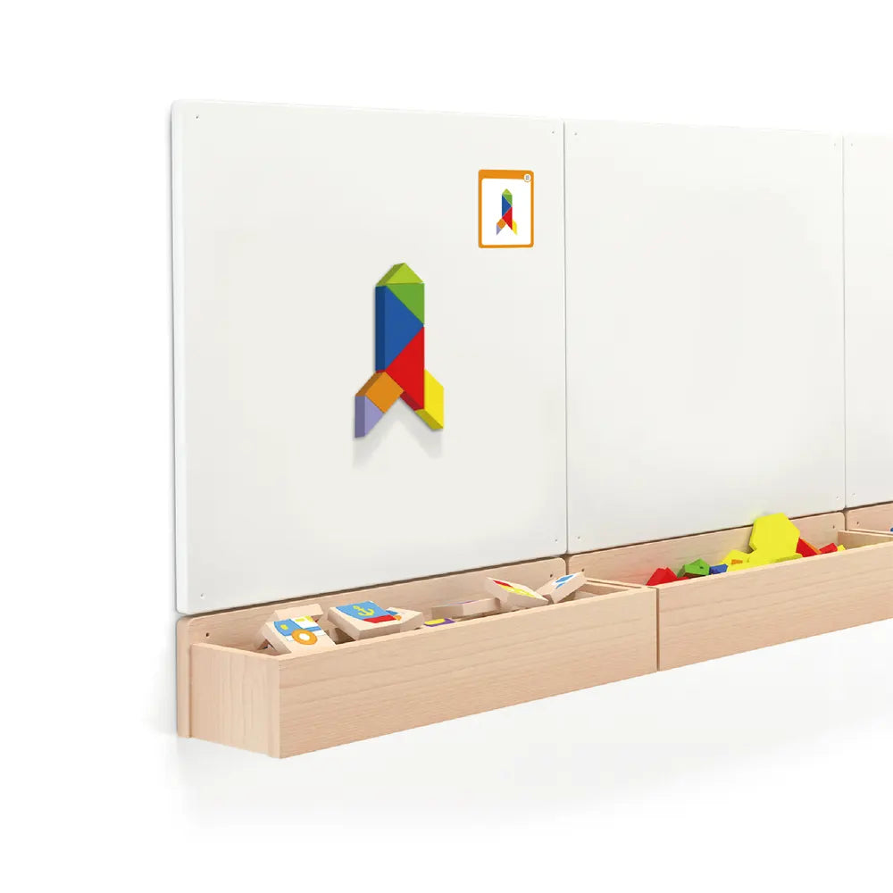 Viga Toys 35-Piece Wooden Magnetic Tangram - 3Y+