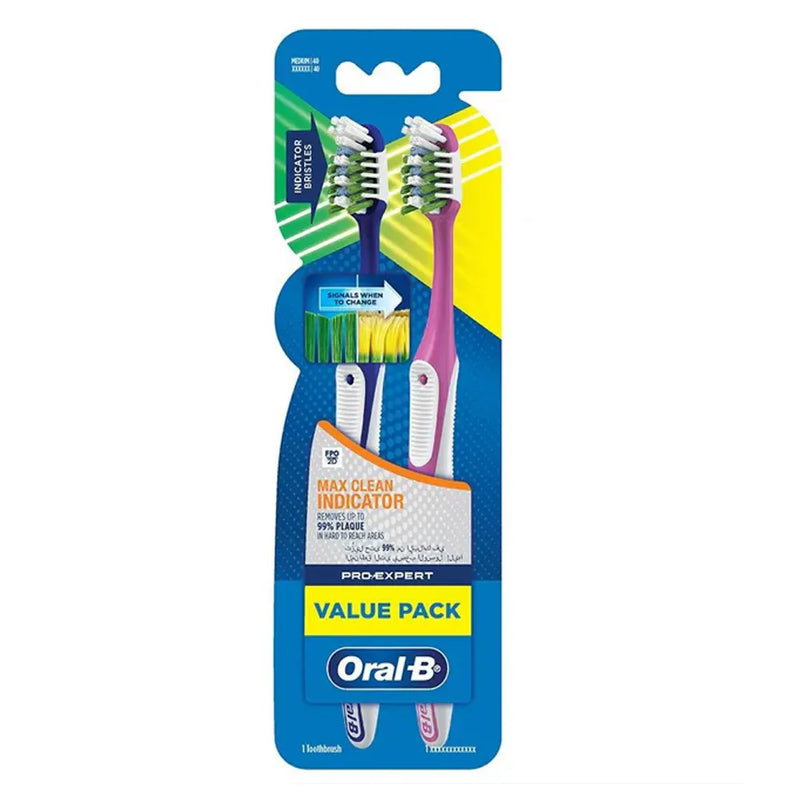 Oral-B Pack de 2 Cepillos de Dientes Pro-Expert Maxi Clean Indicator Suave