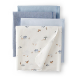 Lot de 4 langes de réception bébé garçon - Bleu