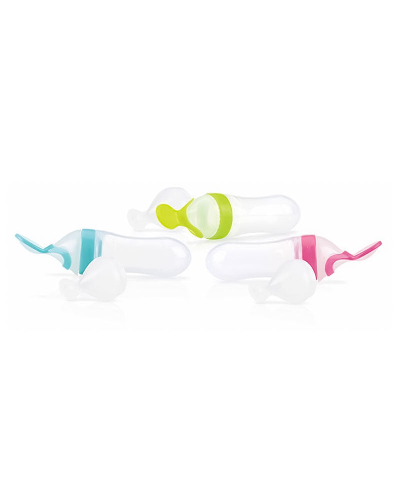 Nûby Semi-Rigid Spoon for Liquid Meals 90ml + 1 head - Yellow Green