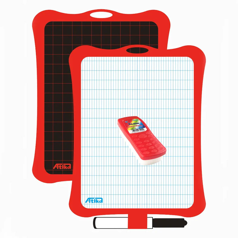 Atika Double Sided Slate & Pen & Cloth - Random Colors