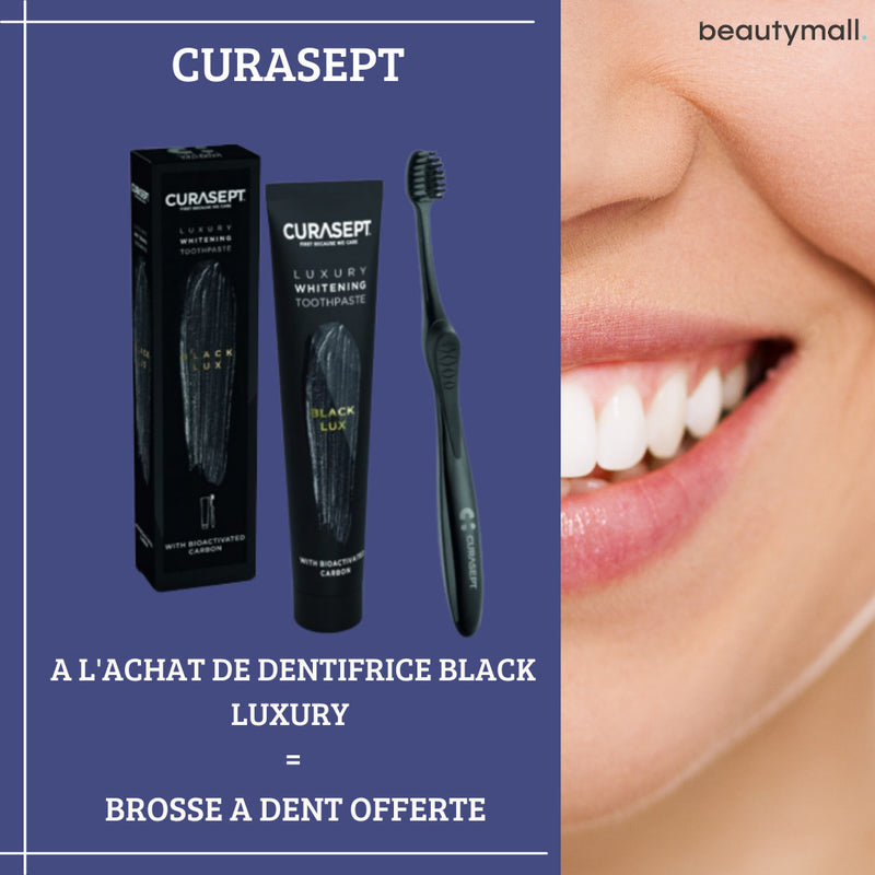 PASTA DENTAL BLANQUEADORA DE LUJO CURASEPT BLACK 75ML = 1 cepillo de dientes GRATIS