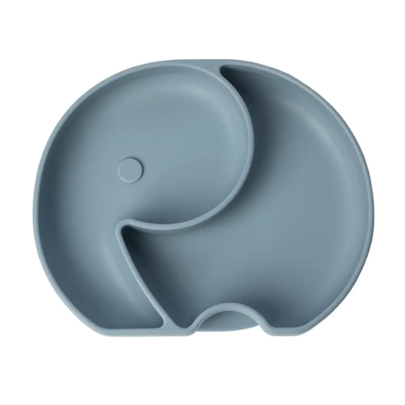 YUMMY Plato Elefante de Silicona con Ventosa 4M+ - Azul Pastel