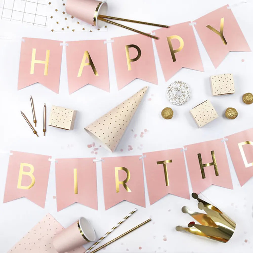Happy Birthday Banner – Light Pink