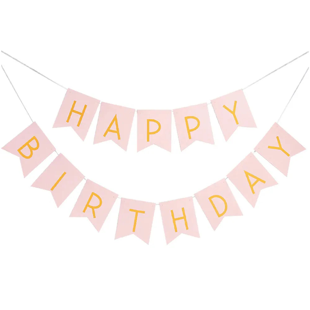Happy Birthday Banner – Light Pink