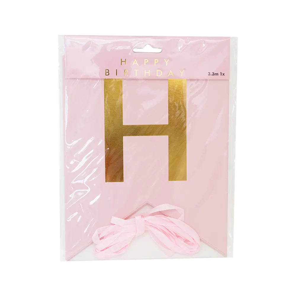 Happy Birthday Banner – Light Pink